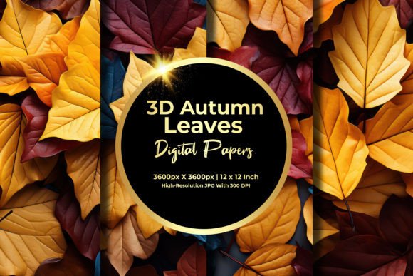 3D Autumn Leaves Digital Paper
