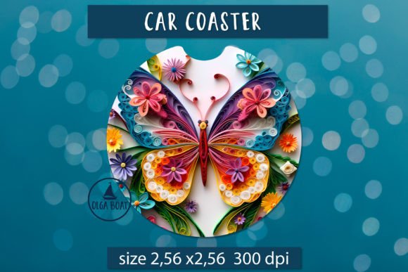 3D Butterfly Floral Coaster Design