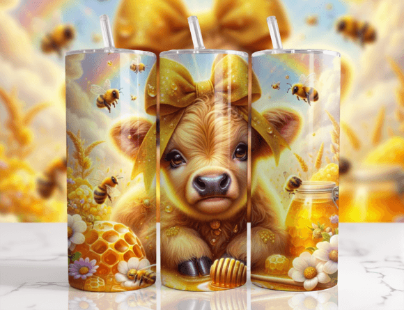 3D Highland Cow 20oz Tumbler Wrap