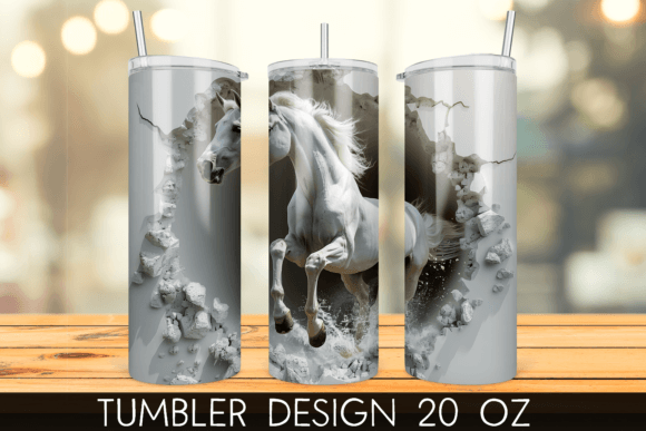 3D Hole in a Wall Horse Tumbler Wrap