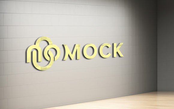 3D Logo Mockup on Gray Wall