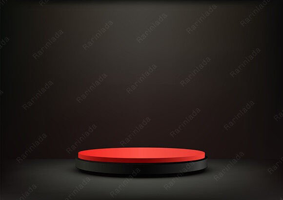 3D Red and Black Podium on Black Background