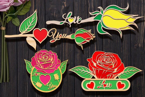 3D Rose Laser Cut Love SVG Set: Elevating Modern Craft with Precision Design