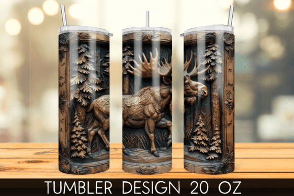 3D Wood Moose Tumbler Wrap Guide