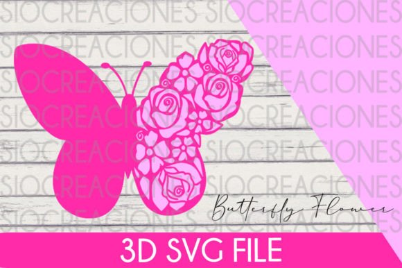 Butterfly Flower 3D SVG: Crafting Depth