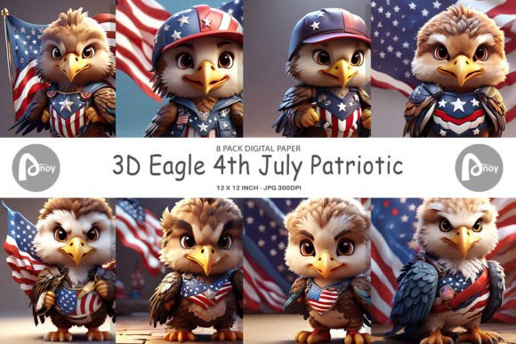 Elevating Patriotic Design: The Strategic Value of the Digital Paper 3D Eagle 4th July Patrioti Collection