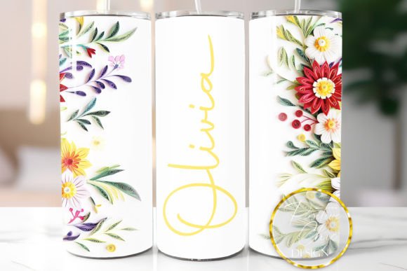 Elevating Personalized Merchandise with Name Tumbler PNG 3D Flowers Sublimation Designs