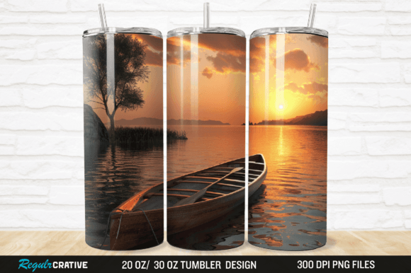 Elevating Sublimation Design: The Art and Business of the 3D River Sunset Canoe Boat Tumbler Wrap