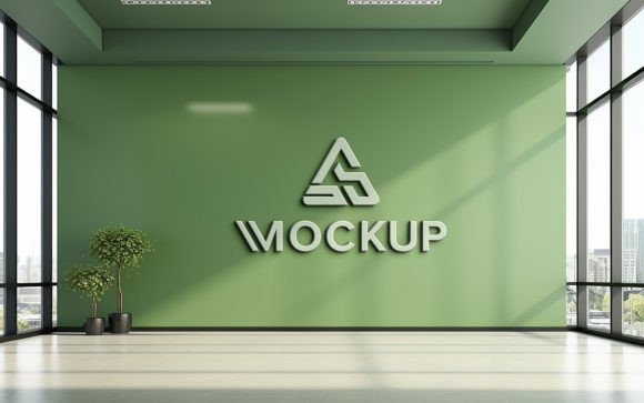 Evaluating the 3D Logo Mockup on Green Wall for Professional Presentations