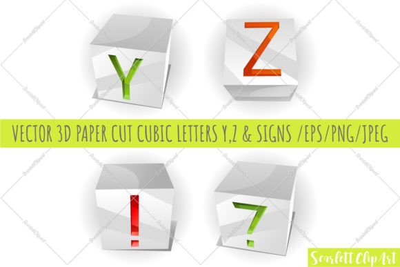 Paper Cut Cube Alphabet Letters Y Z