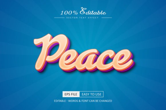 Peace 3D Text Effect: Editable & Simple