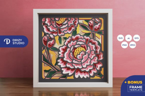 Peony Flowers 3D Shadow Box Design Guide