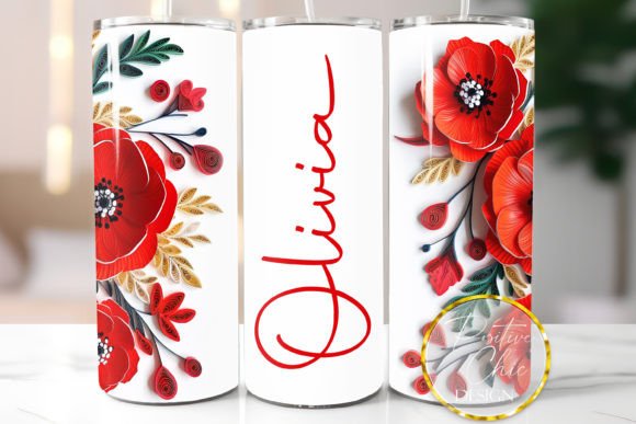 Personalized Tumbler PNG Red 3D Flowers: A Guide to Sublimation Design