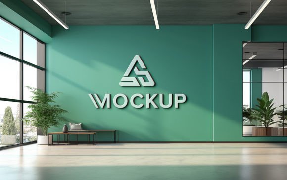 Realistic 3D Indoor Office Wall Mockup